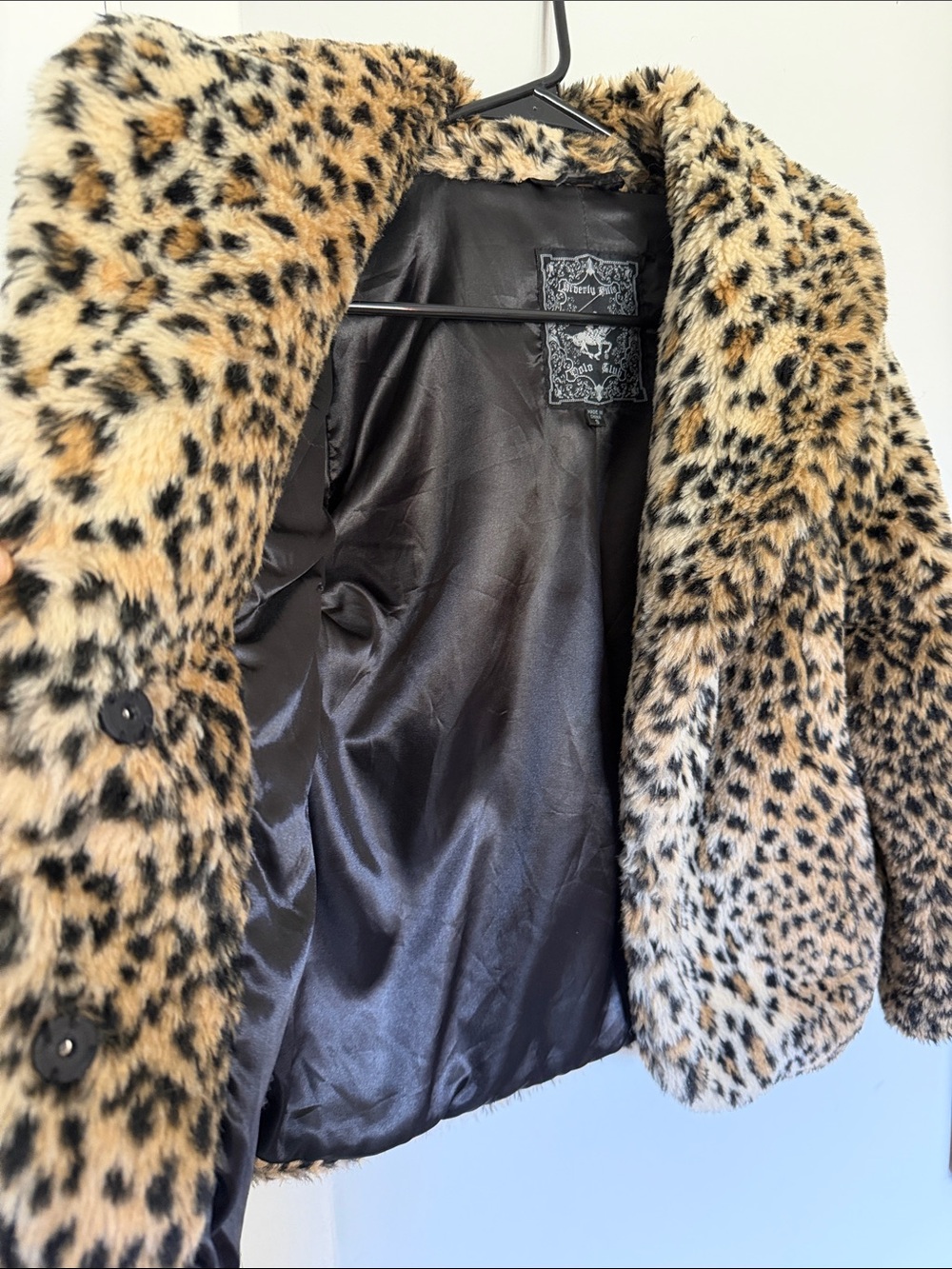 Beverly Hills Polo Club Leopard-Print Teddy Jacket - Black, Brown, Cream - Picture 2 of 2
